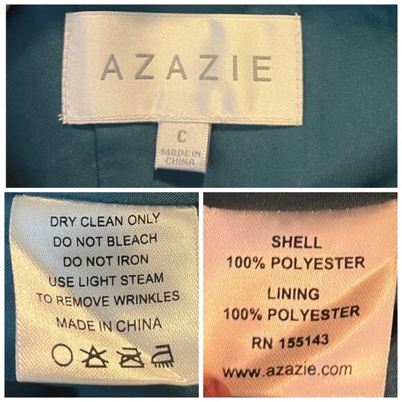 Azazie Kori New Bridesmaid Dress V-neck Chiffon Gown Peakcock Teal Women Size 6 - Picture 14 of 16